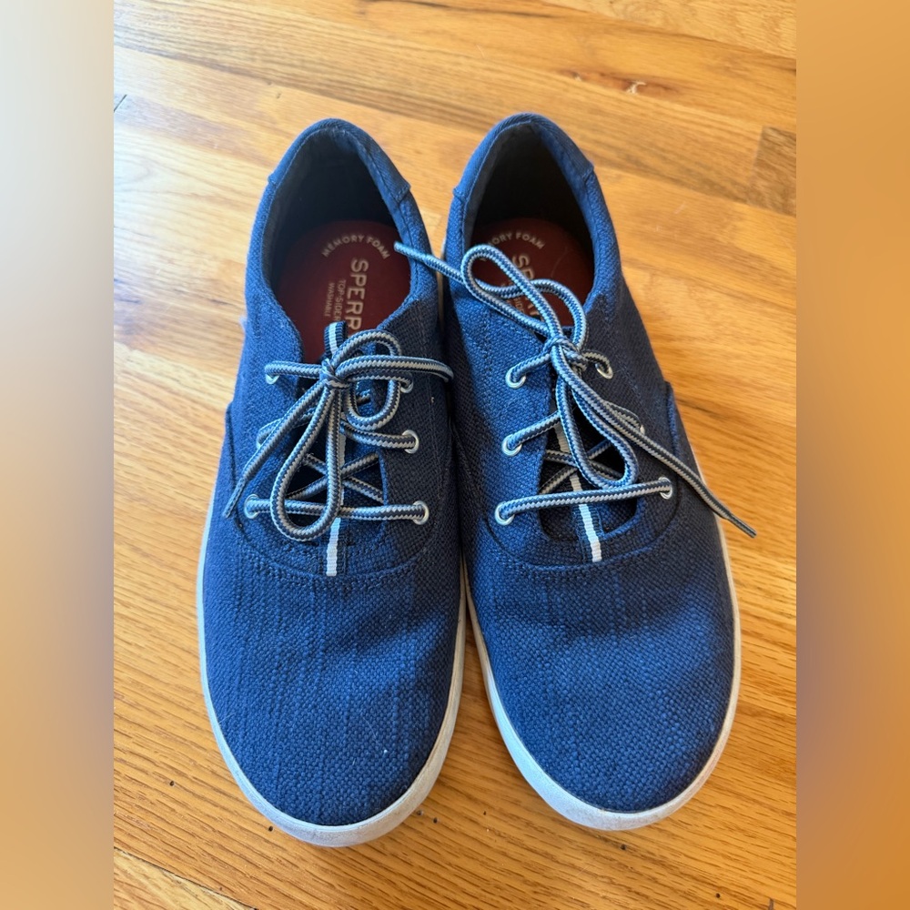 Sperry Top-Sider Boys Navy Canvas Laced Boat Shoes